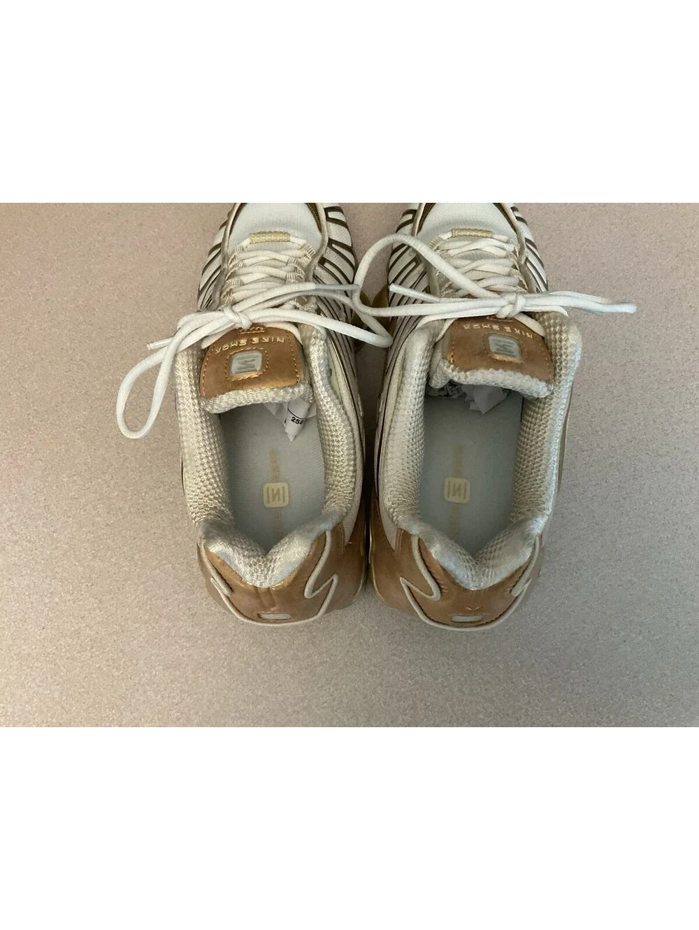 New! Womens Nike Shox TL Coconut Milk Metallic Gold Athletic Shoes. Size 6.5.